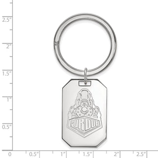 Sterling Silver Rhodium-plated LogoArt Purdue University Boilermakers Train Logo Key Ring