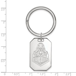 Sterling Silver Rhodium-plated LogoArt Purdue University Boilermakers Train Logo Key Ring