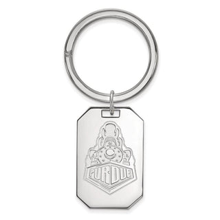 Sterling Silver Rhodium-plated LogoArt Purdue University Boilermakers Train Logo Key Ring