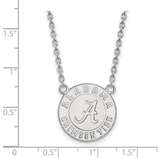 10k White Gold LogoArt University of Alabama Crimson Tide Large Pendant 18 inch Necklace