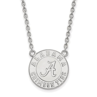 10k White Gold LogoArt University of Alabama Crimson Tide Large Pendant 18 inch Necklace