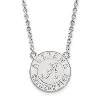 14k White Gold LogoArt University of Alabama Crimson Tide Large Pendant 18 inch Necklace