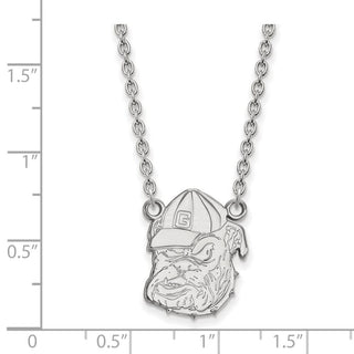Sterling Silver Rhodium-plated LogoArt University of Georgia Bulldog Large Pendant 18 inch Necklace