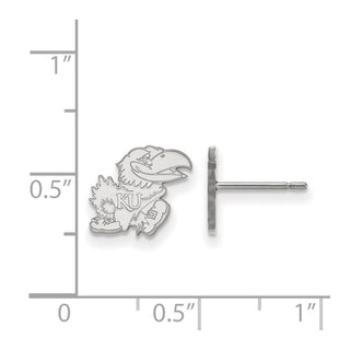 Sterling Silver Rhodium-plated LogoArt University of Kansas Jayhawk Extra Small Post Earrings SS055UKS