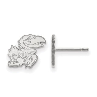 Sterling Silver Rhodium-plated LogoArt University of Kansas Jayhawk Extra Small Post Earrings SS055UKS