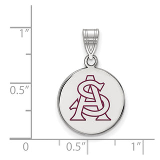 Sterling Silver Rhodium-plated LogoArt Arizona State University A-S Medium Enameled Disc Pendant