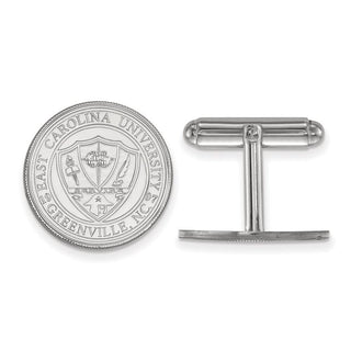 Sterling Silver Rhodium-plated LogoArt East Carolina University Crest Cuff Links