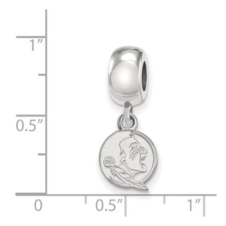 Sterling Silver Rhodium-plated LogoArt Florida State University Seminole Extra Small Dangle Bead Charm