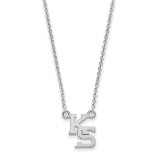Sterling Silver Rhodium-plated LogoArt Kansas State University K-S Small Pendant 18 inch Necklace