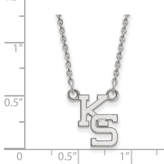 Sterling Silver Rhodium-plated LogoArt Kansas State University K-S Small Pendant 18 inch Necklace