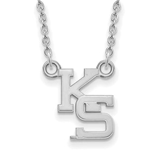 14k White Gold LogoArt Kansas State University K-S Small Pendant 18 inch Necklace