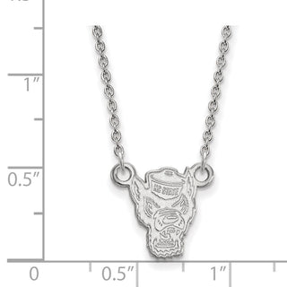 Sterling Silver Rhodium-plated LogoArt North Carolina State University Wolf Small Pendant 18 inch Necklace