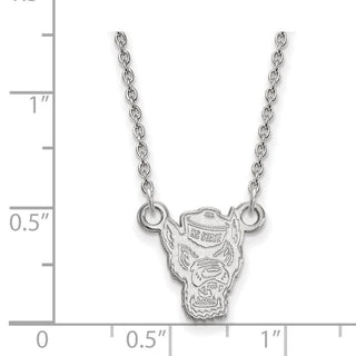 10k White Gold LogoArt North Carolina State University Wolf Small Pendant 18 inch Necklace