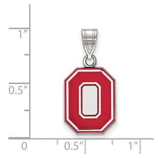 Sterling Silver Rhodium-plated LogoArt The Ohio State University Letter O Medium Enameled Pendant