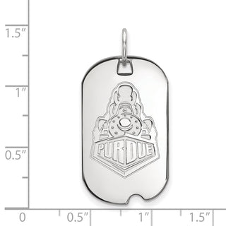 Sterling Silver Rhodium-plated LogoArt Purdue University Boilermakers Train Logo Small Dog Tag Pendant