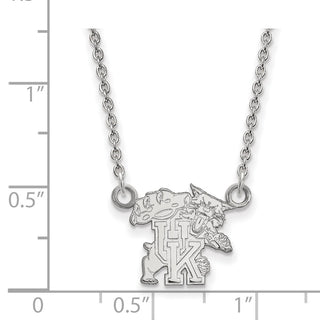 10k White Gold LogoArt University of Kentucky U-K Wildcat Small Pendant 18 inch Necklace
