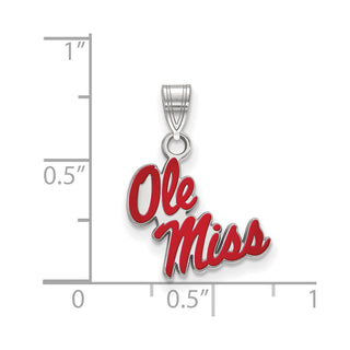 Sterling Silver Rhodium-plated LogoArt University of Mississippi Ole Miss Small Enameled Pendant