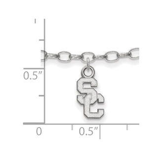 Sterling Silver Rhodium-plated LogoArt University of Southern California S-C 9 inch Anklet
