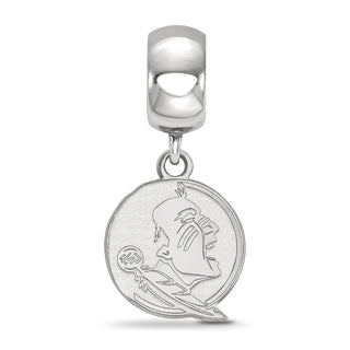 Sterling Silver Rhodium-plated LogoArt Florida State University Seminole Small Dangle Bead Charm