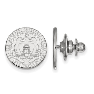 14k White Gold LogoArt Georgia Institute of Technology Crest Lapel Pin