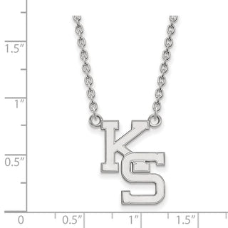 Sterling Silver Rhodium-plated LogoArt Kansas State University K-S Large Pendant 18 inch Necklace