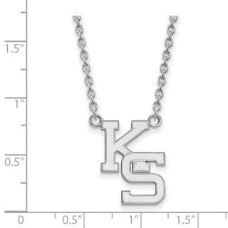 10k White Gold LogoArt Kansas State University K-S Large Pendant 18 inch Necklace