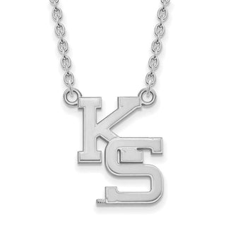 10k White Gold LogoArt Kansas State University K-S Large Pendant 18 inch Necklace
