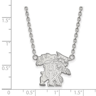 Sterling Silver Rhodium-plated LogoArt University of Kentucky U-K Wildcat Large Pendant 18 inch Necklace