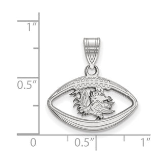Sterling Silver Rhodium-plated LogoArt University of South Carolina Gamecock Football Pendant