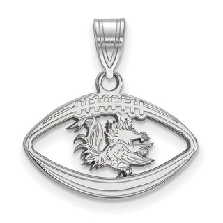 Sterling Silver Rhodium-plated LogoArt University of South Carolina Gamecock Football Pendant
