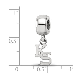 Sterling Silver Rhodium-plated LogoArt Kansas State University K-S Extra Small Dangle Bead Charm