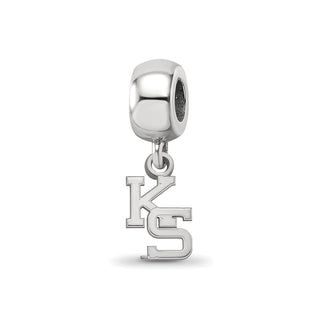 Sterling Silver Rhodium-plated LogoArt Kansas State University K-S Extra Small Dangle Bead Charm