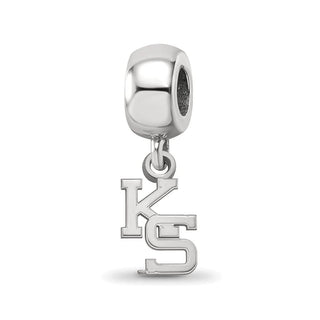 Sterling Silver Rhodium-plated LogoArt Kansas State University K-S Extra Small Dangle Bead Charm