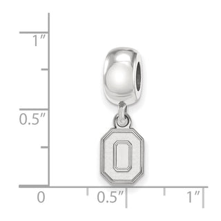 Sterling Silver Rhodium-plated LogoArt The Ohio State University Letter O Extra Small Dangle Bead Charm