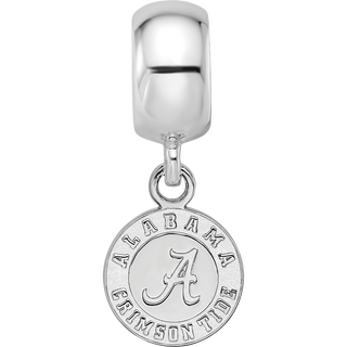 Sterling Silver Rhodium-plated LogoArt University of Alabama Crimson Tide Extra Small Dangle Bead Charm