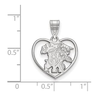 Sterling Silver Rhodium-plated LogoArt University of Kentucky U-K Wildcat Heart Pendant