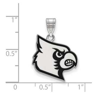 Sterling Silver Rhodium-plated LogoArt University of Louisville Cardinal Large Enameled Pendant