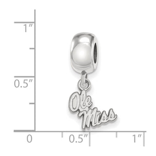 Sterling Silver Rhodium-plated LogoArt University of Mississippi Ole Miss Extra Small Dangle Bead Charm