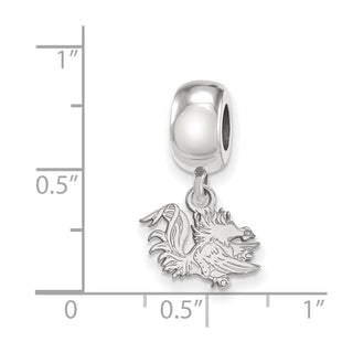 Sterling Silver Rhodium-plated LogoArt University of South Carolina Gamecock Extra Small Dangle Bead Charm