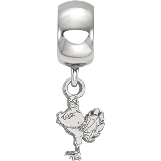 Sterling Silver Rhodium-plated LogoArt Virginia Tech HokieBird Extra Small Dangle Bead Charm
