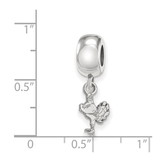 Sterling Silver Rhodium-plated LogoArt Virginia Tech HokieBird Extra Small Dangle Bead Charm