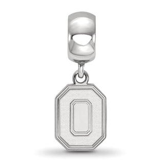 Sterling Silver Rhodium-plated LogoArt The Ohio State University Letter O Small Dangle Bead Charm
