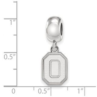 Sterling Silver Rhodium-plated LogoArt The Ohio State University Letter O Small Dangle Bead Charm