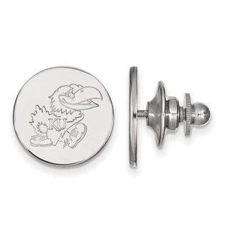 Sterling Silver Rhodium-plated LogoArt University of Kansas Jayhawk Lapel Pin SS059UKS