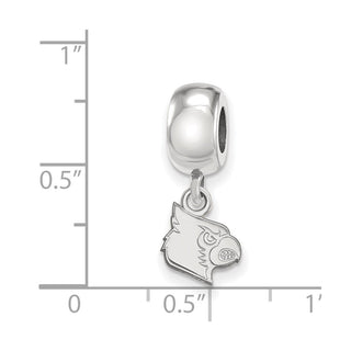 Sterling Silver Rhodium-plated LogoArt University of Louisville Cardinal Extra Small Dangle Bead Charm