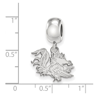 Sterling Silver Rhodium-plated LogoArt University of South Carolina Gamecock Small Dangle Bead Charm