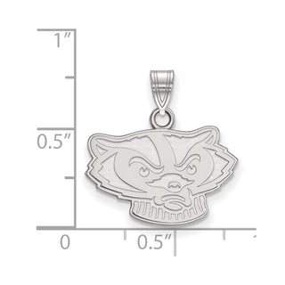 10k White Gold LogoArt University of Wisconsin Badger Small Pendant