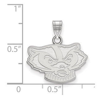 14k White Gold LogoArt University of Wisconsin Badger Small Pendant