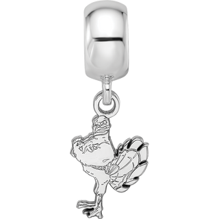 Sterling Silver Rhodium-plated LogoArt Virginia Tech HokieBird Small Dangle Bead Charm