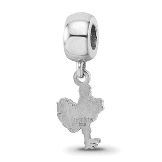Sterling Silver Rhodium-plated LogoArt Virginia Tech HokieBird Small Dangle Bead Charm